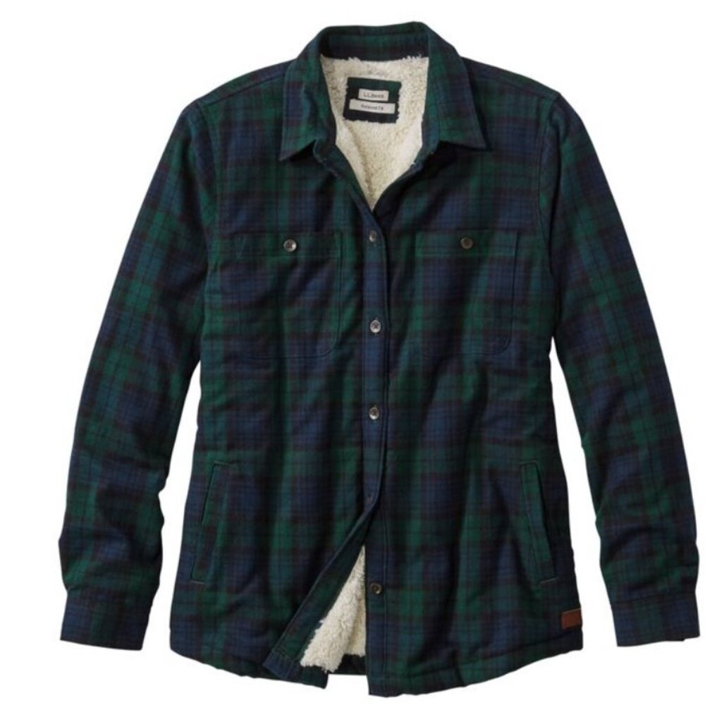 LL Bean Scotch Plaid Shirt, Sherpa Lined